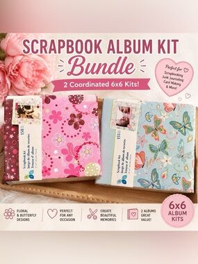 Momenta ATD 6x6 Scrapbook Album Kit Bundle Floral Butterfly Paper Craft Set